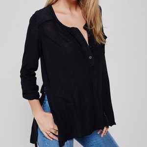 Boho chic Free People Black Stargazer Henley